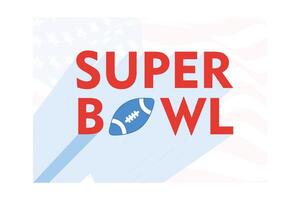 Super bowl title text. Red and blue font color and shadow reflection, flat vector modern illustration
