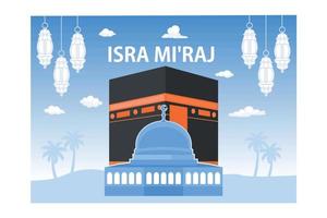 Al-Isra wal Mi'raj Translate The night journey Prophet Muhammad, Simple Background of Isra Mi'raj Ceremony, flat vector modern illustration