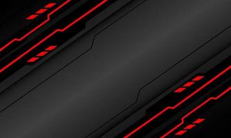 Abstract black circuit red light cyber geometric slash on grey metallic design modern technology futuristic background vector