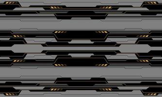 Abstract yellow black circuit cyber on grey seamless pattern design modern futuristic technology background vector