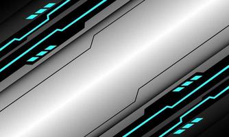 Abstract black circuit blue light cyber geometric slash on silver design modern technology futuristic background vector