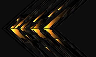 Abstract black circuit yellow light cyber arrow direction on grey design modern futuristic technology background vector