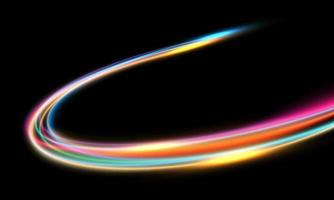 curva de velocidad de movimiento de luz de color abstracto dinámica en diseño negro vector de fondo de tecnología futurista moderna