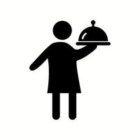 Unique Man Serving Food Vector Glyph Icon