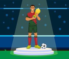 ilustración del equipo de fútbol de portugal sosteniendo el vector de dibujos animados ganador del campeón de thropy