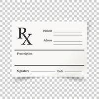 Realistic prescription icon in flat style. Rx document vector illustration on white isolated background. Paper business concept.