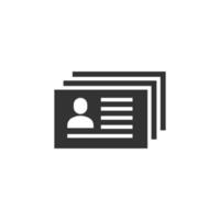 Resume icon in flat style. Contract document vector illustration on white isolated background. Paper notepad business concept.