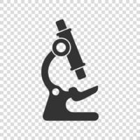 Microscope icon in flat style. Laboratory magnifier vector illustration on isolated background. Biology instrument sign business concept.