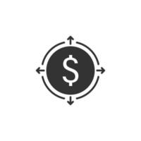 Money revenue icon in flat style. Dollar coin vector illustration on white isolated background. Finance structure business concept.