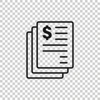 Financial statement icon in flat style. Document vector illustration on white isolated background. Report business concept.