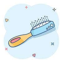 Hair brush icon in comic style. Comb accessory vector cartoon illustration pictogram. Hairbrush business concept splash effect.