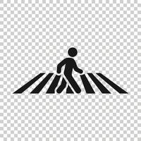 Pedestrian crosswalk icon in flat style. People walkway sign vector illustration on white isolated background. Navigation business concept.