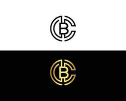 Letter CB and BC Logo Design With Cryptocurrency Symbol Line Linked Flat Vector Template Element.