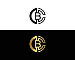 Abstract Letter CB and BC Logo Design With Cryptocurrency Line Symbol Flat Vector Template.