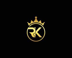 RK Logo Design Monogram Emblem Style With Crown Shape Vector Template Icon.