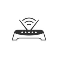Wifi router icon in flat style. Broadband vector illustration on white isolated background. Internet connection business concept.