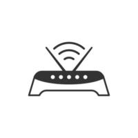 Wifi router icon in flat style. Broadband vector illustration on white isolated background. Internet connection business concept.