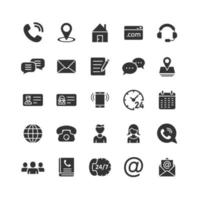 Contact icon set in flat style. Phone communication vector illustration on white isolated background. Website equipment business concept.