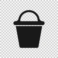 Bucket icon in flat style. Garbage pot vector illustration on white isolated background. Pail business concept.