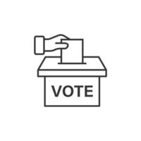 Vote icon in flat style. Ballot box vector illustration on white isolated background. Election business concept.