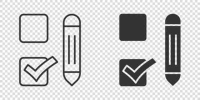 Checklist document icon in flat style. Survey vector illustration on white isolated background. Check mark choice business concept.