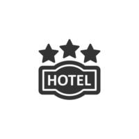 Hotel 3 stars sign icon in flat style. Inn vector illustration on white isolated background. Hostel room information business concept.