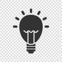 Light bulb icon in flat style. Lightbulb vector illustration on white isolated background. Energy lamp sign business concept.