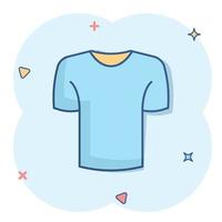 icono de camiseta en estilo cómico. ilustración de vector de dibujos animados de ropa casual sobre fondo blanco aislado. concepto de negocio de efecto de salpicadura de ropa de polo.