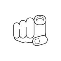 Finger point icon in flat style. Hand gesture vector illustration on white isolated background. You forward business concept.