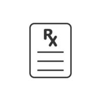 Prescription icon in flat style. Rx document vector illustration on white isolated background. Paper business concept.