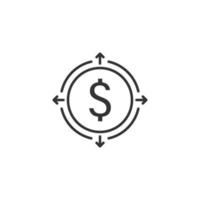 icono de ingresos de dinero en estilo plano. Ilustración de vector de moneda de dólar sobre fondo blanco aislado. concepto de negocio de estructura financiera.