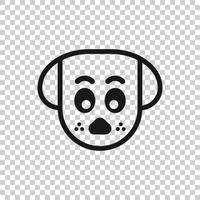 Dog head icon in flat style. Cute pet vector illustration on white isolated background. Animal business concept.