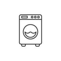 Washing machine icon in flat style. Washer vector illustration on white isolated background. Laundry business concept.