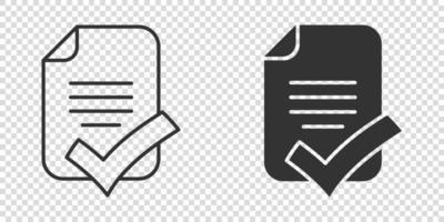 Document checklist icon in flat style. Report vector illustration on white isolated background. Paper sheet business concept.