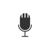 Microphone icon in flat style. Studio mike vector illustration on white isolated background. Audio record business concept.