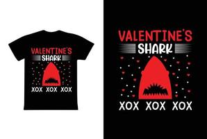 diseño de camiseta xox de tiburón de san valentín, plantilla de diseño de camiseta de día de san valentín vector