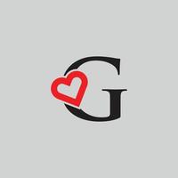 logo corazón letra g. hermoso diseño de logotipo de amor vectorial. g amor esquema diseño de carta creativa vector