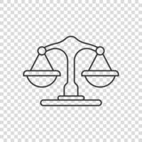 Scales icon in flat style. Libra vector illustration on isolated background. Mass comparison sign business concept.