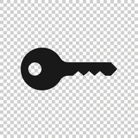 Key icon in flat style. Password vector illustration on white isolated background. Access business concept.