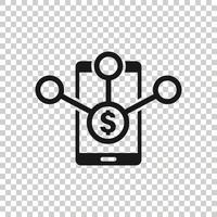 icono de servicios de pago en estilo plano. dinero enviar ilustración vectorial sobre fondo blanco aislado. concepto de negocio de transacciones de teléfonos inteligentes. vector