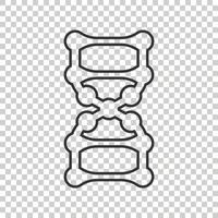 Dna molecule icon in flat style. Atom vector illustration on white isolated background. Molecular spiral sign business concept.