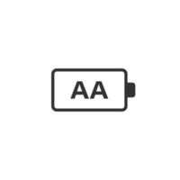 AA battery icon in flat style. Power level vector illustration on white isolated background. Lithium accumulator business concept.