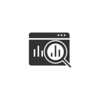 Market trend icon in flat style. Growth arrow with magnifier vector illustration on white isolated background. Increase business concept.