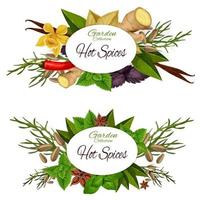 Condiments or seasoning icons of hot spices vector