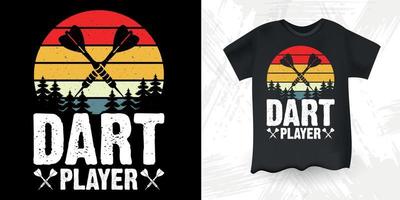 jugador de dardos jugador de dardos divertido diseño de camiseta de lanzamiento de dardos vintage retro vector