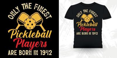 divertido jugador de pickleball deportes retro vintage pickleball diseño de camiseta vector