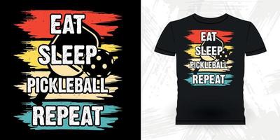 comer dormir pickleball repetir divertido pickleball jugador deportes retro vintage pickleball camiseta diseño vector