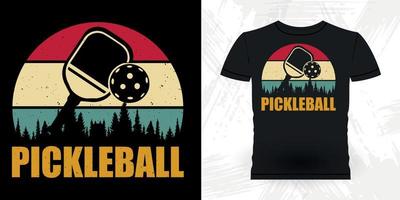 divertido jugador de pickleball deportes retro vintage pickleball diseño de camiseta vector