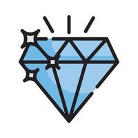 ilustración de estilo de vector de diamante. icono de contorno lleno de negocios y finanzas.