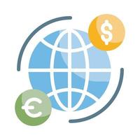 ilustración de estilo de vector de transferencia global. icono de esquema de negocios y finanzas.